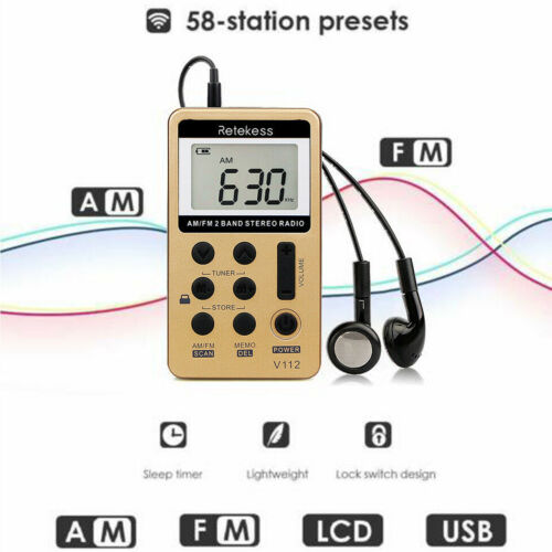 Pocket FM/AM Rechargeable Radio Receiver Stereo Digital Earphone for Sport Gifts - Deals Kiosk