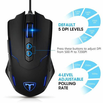 PICTEK Gaming Wired Mouse 7200 DPI Programmable Ergonomic 7 Buttons Game Mice - Deals Kiosk
