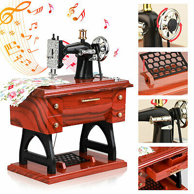 Mini Vintage Music Box Sewing Machine Style Mechanical Table Decor Birthday Gift - Deals Kiosk