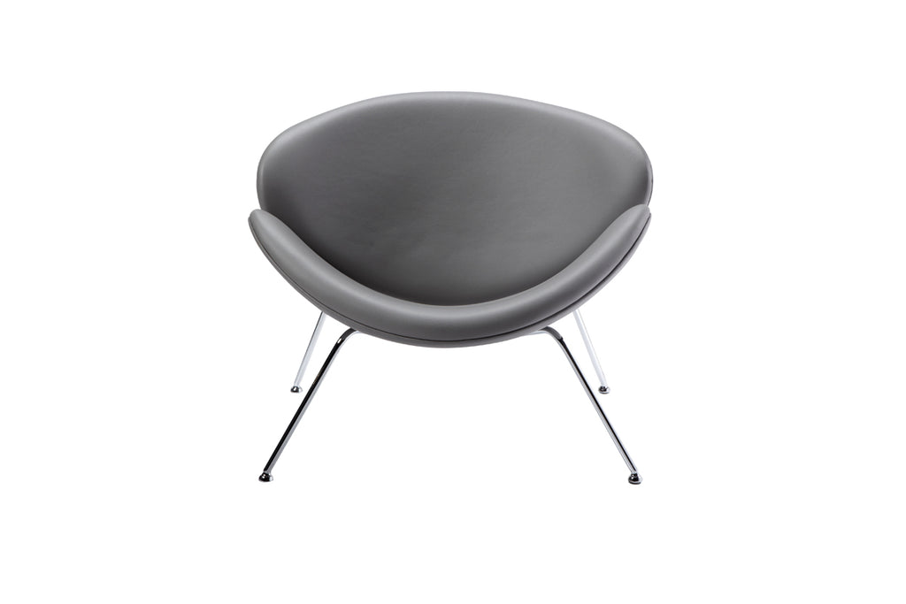 28" Grey Leatherette and Metal Accent Chair - Deals Kiosk