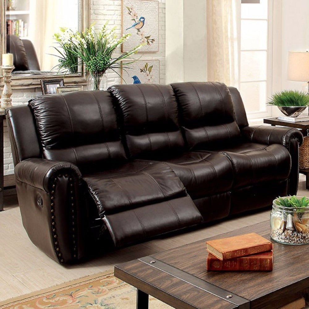 Sturdy Leatherette Recliner Sofa, Brown - Deals Kiosk