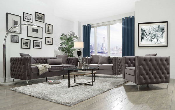 86" X 34" X 30" Dark Gray Velvet Sofa - Deals Kiosk