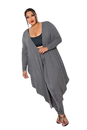 Bubbled Hem Waterfall Cardigan Charcoal Grey - Deals Kiosk