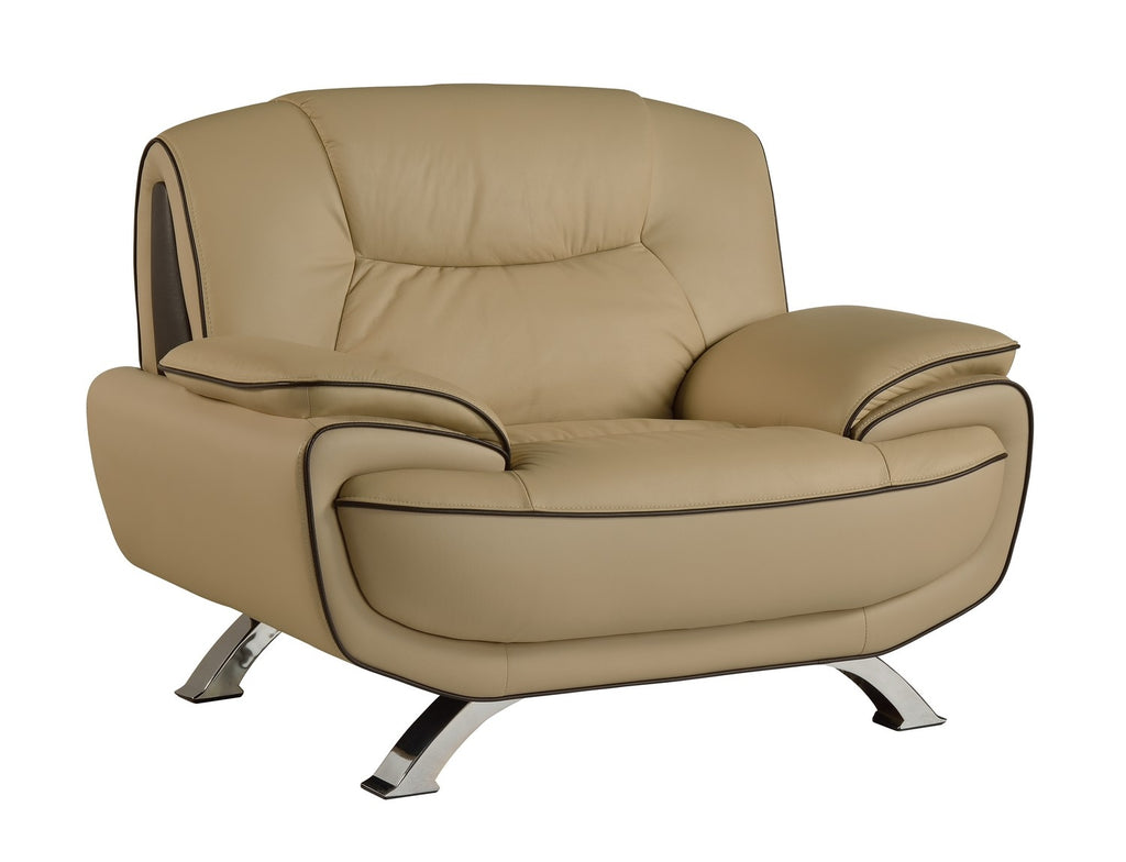 40" Sleek Beige Leather Chair - Deals Kiosk