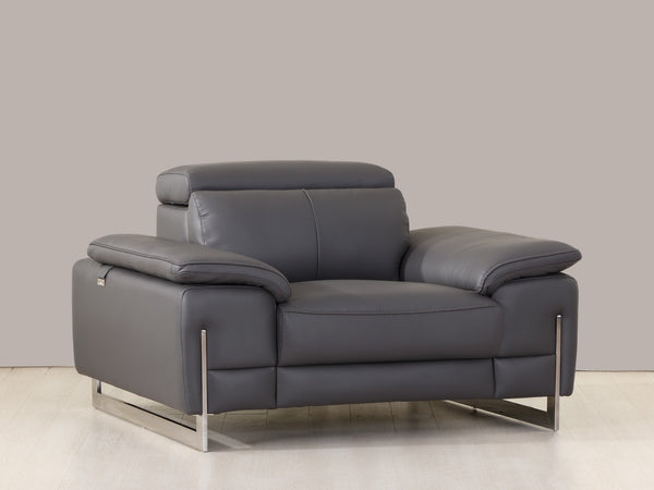 31" Tasteful Dark Grey Leather Chair - Deals Kiosk