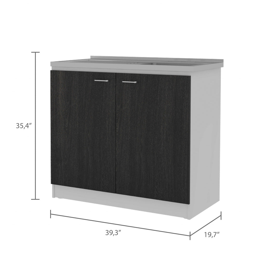 39.3" X 19.7" X 35.4" Walnut Particle Board Utility Sink with Cabinet - Deals Kiosk