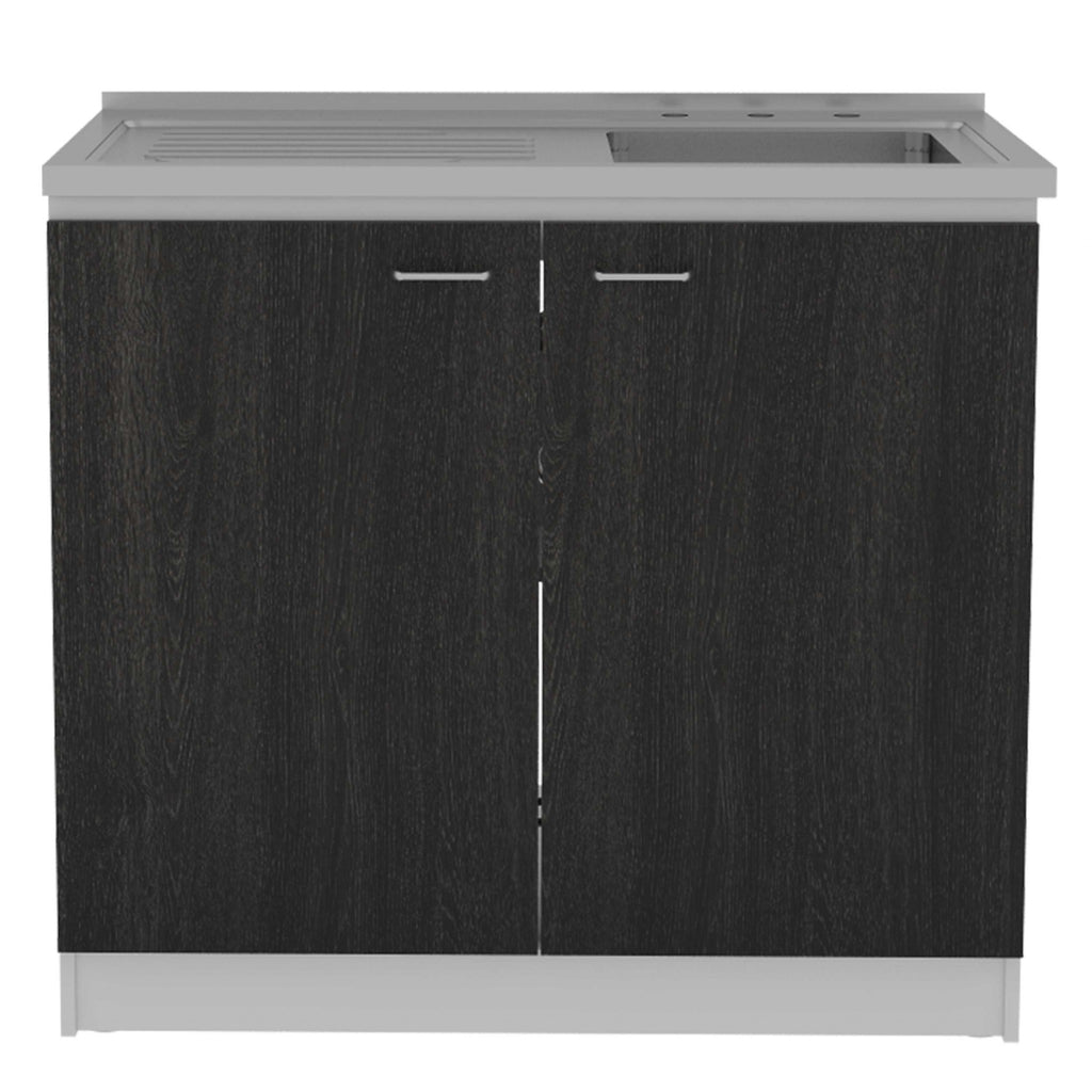 39.3" X 19.7" X 35.4" Walnut Particle Board Utility Sink with Cabinet - Deals Kiosk