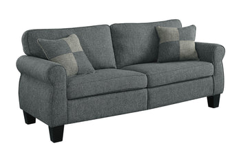 Transitional Linen-Like Fabric Movable Sofa With Pillows, Dark Gray - Deals Kiosk