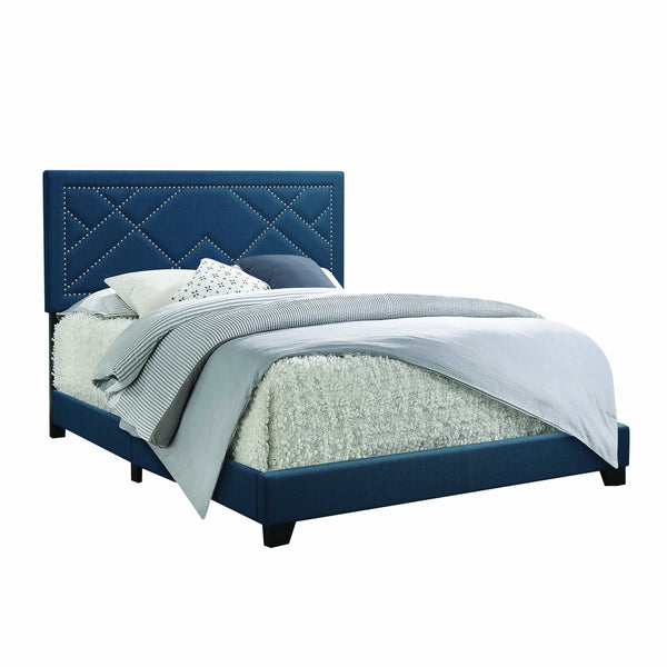 80" X 86" X 50" Dark Teal Fabric Upholstered (Bed) Wood Leg Eastern King Bed - Deals Kiosk