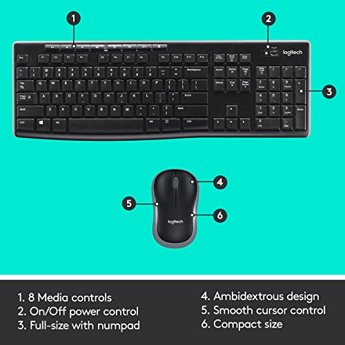 Logitech MK270 Wireless Keyboard and Mouse Combo for Windows, 2.4 GHz Wireless, Compact Mouse, 8 Multimedia and Shortcut Keys, 2-Year Battery Life, for PC, Laptop - Deals Kiosk