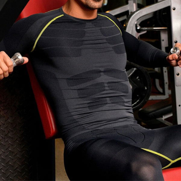 Men's Compression Long Sleeve Sports Tight Shirts Fitness Gym Running Base Layer Tops - Deals Kiosk