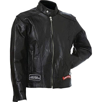 Diamond Plate Rock Design Genuine Buffalo Leather Motorcycle Jacket (Large) - Deals Kiosk
