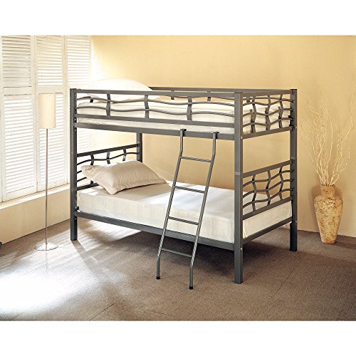 Spectacular Twin Bunk Bed with Ladder, Gray - Deals Kiosk