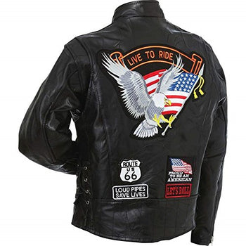 Leather Motorcycle Jacket, Black, 3X - Deals Kiosk