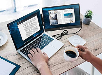 SideTrak Swivel 14” Attachable Portable Monitor for Laptop FHD IPS USB Laptop Dual Screen with Kickstand | Compatible with Mac, PC, & Chrome | Fits All Laptop Sizes | Powered by USB-C or Mini HDMI - Deals Kiosk