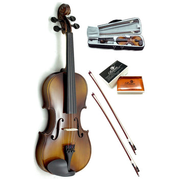 New 4/4 Full Size Violin w Rosin, Black/Brown Case+Extra Bow - Deals Kiosk