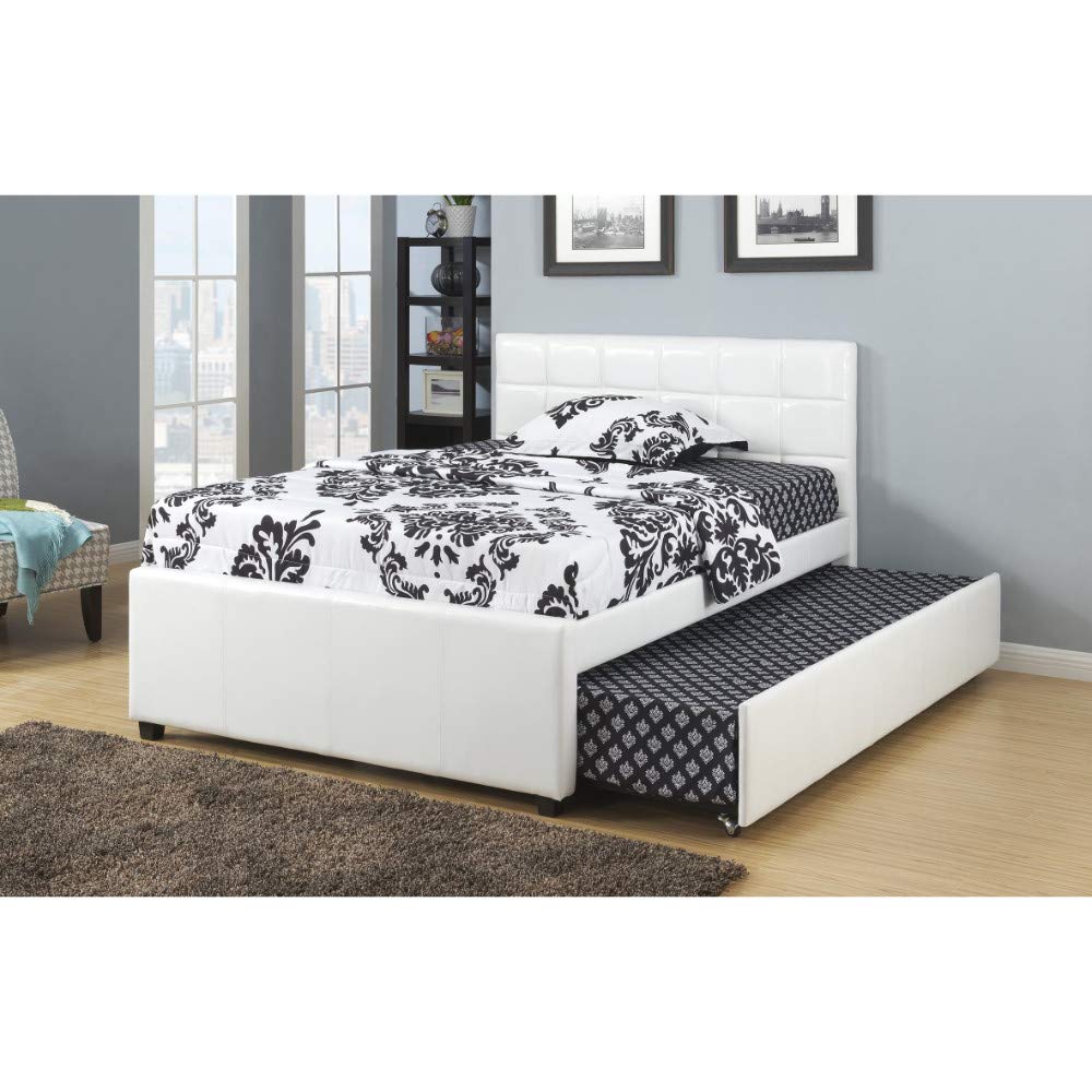 Multiutility Twin Bed With Trundle Squ Tufted Head Boards, White - Deals Kiosk