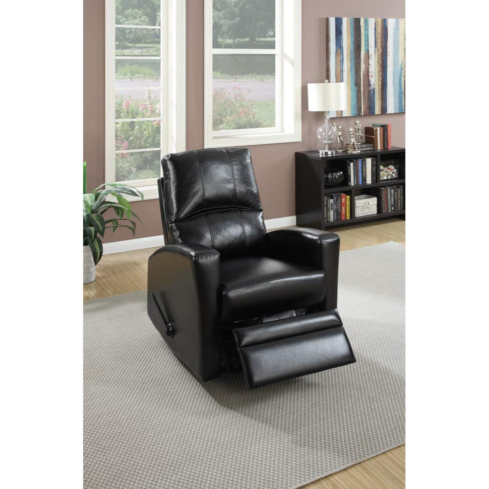 Swivel Recliner Chair In Black Faux Leather - Deals Kiosk