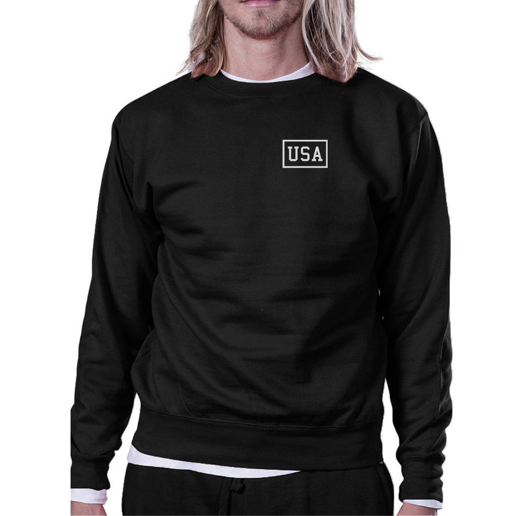 Mini USA Simple Design Black Crewneck Sweatshirt For Four of July - Deals Kiosk