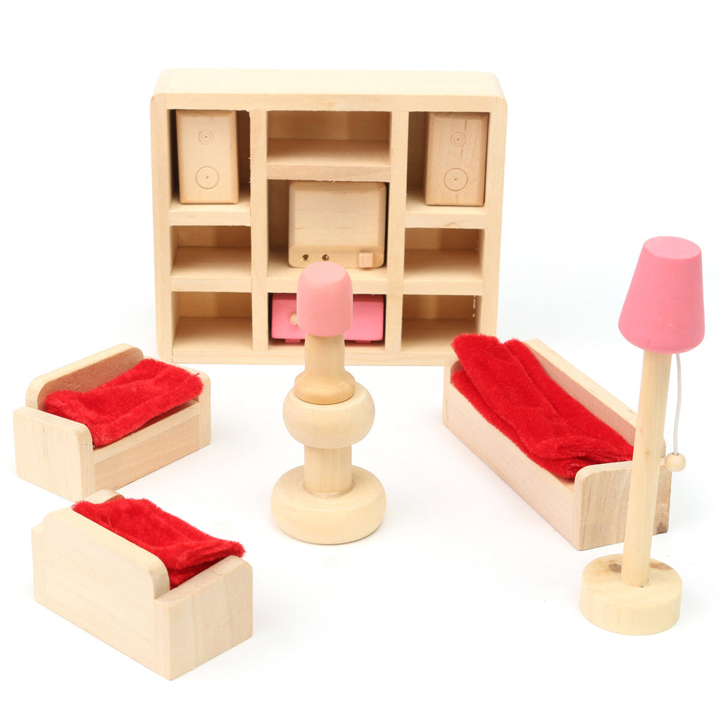Wooden Doll Set Children Toys Miniature House Family Furniture Kit Accessories - Deals Kiosk