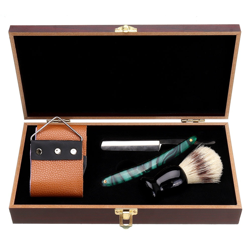 1X Shaving Straight Razor Set Box Beard Shaver Brush Sharpening Strap Barber Men - Deals Kiosk