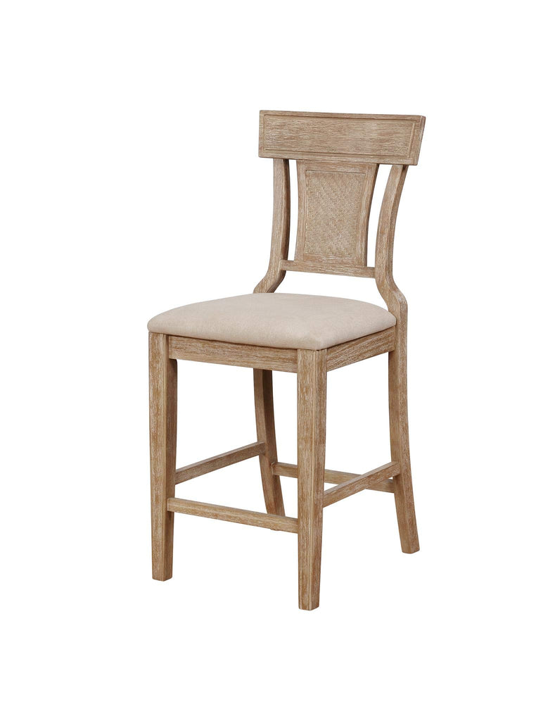 Wooden Counter Stool with Backrest and Cushioned Seat, Beige and Brown - Deals Kiosk