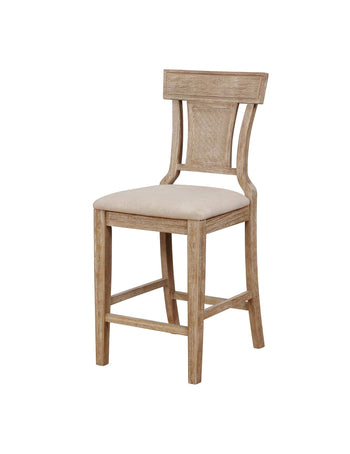 Wooden Counter Stool with Backrest and Cushioned Seat, Beige and Brown - Deals Kiosk