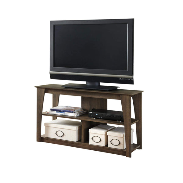 Wooden TV Stand with Two Media Cubbies, Brown - Deals Kiosk