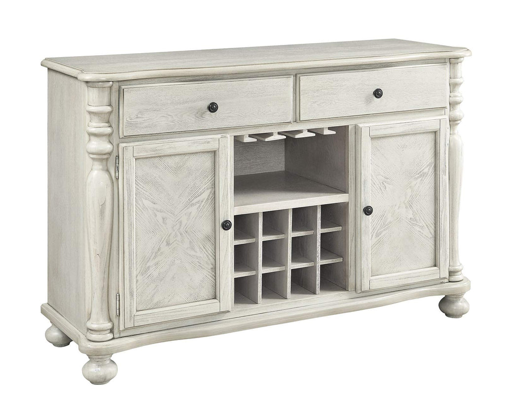 Wooden Server With Two Cabinets Doors And Two Drawers, White - Deals Kiosk
