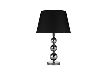 Metal Sphere Stacked Table Lamp with Fabric Shade In Black, Black and Silver - Deals Kiosk