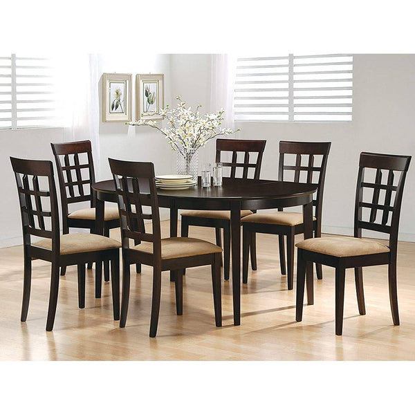 Contemporary Oval Dining Table in Dark Brown Cappuccino Wood Finish - Deals Kiosk