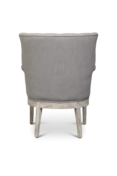 Fabric Upholstered Wooden Accent Chair With Button Tufted Back, Cream and Brown - Deals Kiosk
