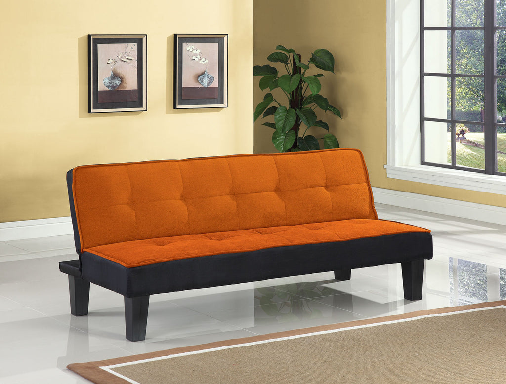 66" X 29" X 28" Orange Flannel Fabric Adjustable Couch - Deals Kiosk
