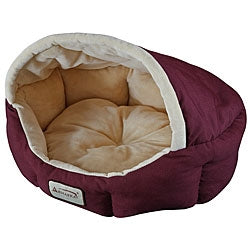 18-inch Burgundy & Beige Small Dog & Cat Bed by Armarkat - Deals Kiosk