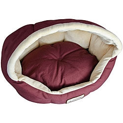 18-inch Burgundy & Beige Small Dog & Cat Bed by Armarkat - Deals Kiosk