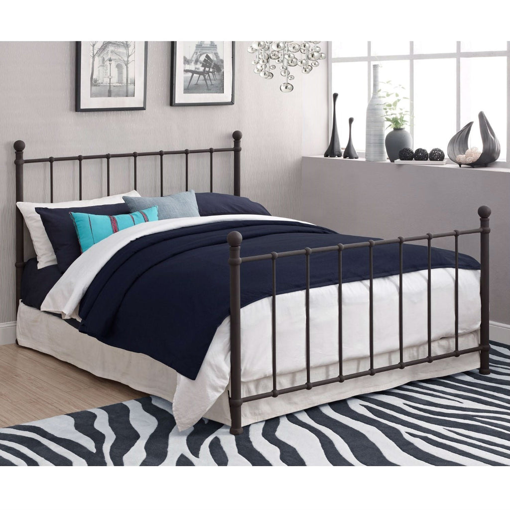 Full size Dark Bronze Metal Platform Bed with Headboard and Footboard - Deals Kiosk