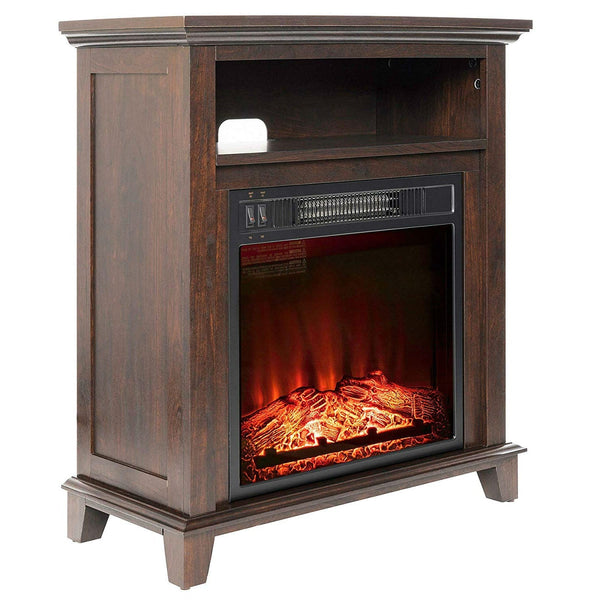 Freestanding Electric Fireplace Heater in Brown Wood Finish