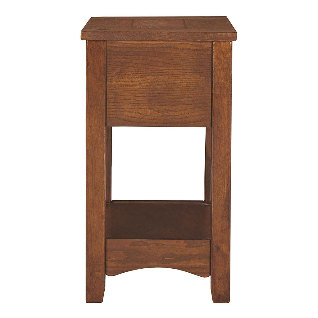 Mission Style 1-Drawer End Table Nightstand in Brown Wood Finish - Deals Kiosk