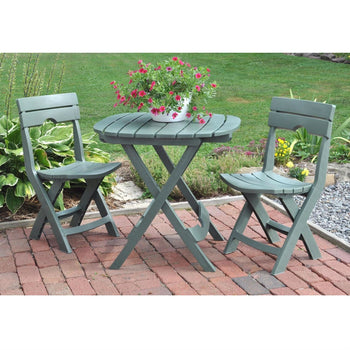 3-Piece Fast Fold Outdoor Furniture Bistro Set in Sage Green - Deals Kiosk