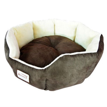 Mocha Beige Round Oval Pet Bed for Small Dogs or Cats - Deals Kiosk