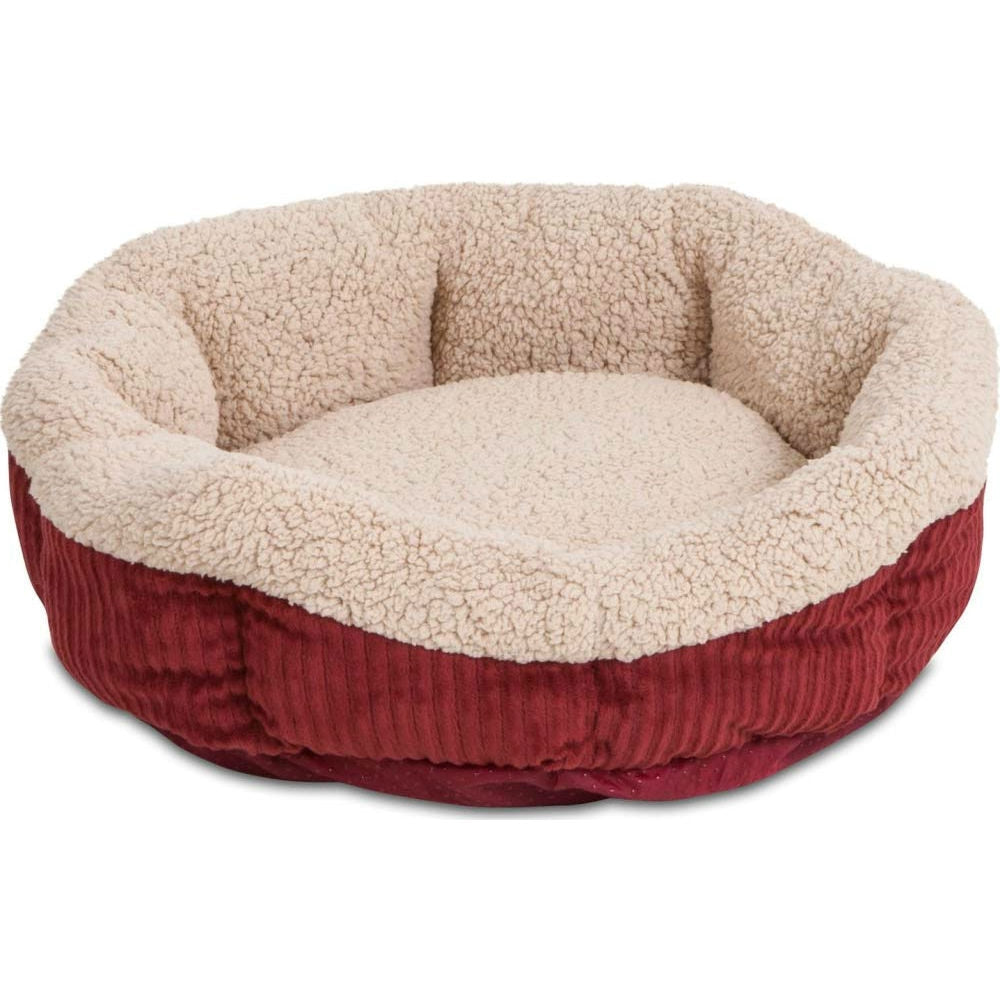 19.5-inch Round Red Heat Reflecting Pet Bed Small Dog or Cat - Machine Washable