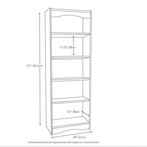 Contemporary Black Bookcase with 5 Shelves and Curved Accents - Deals Kiosk