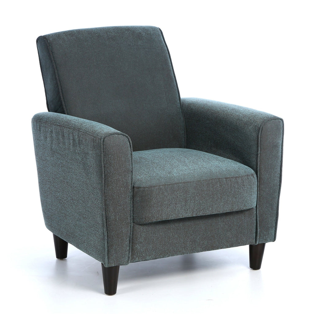 Blue Upholstered Modern Accent Arm Chair with Espresso Wood Legs - Deals Kiosk