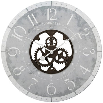 Rustic Gray Bronze Industrial FarmHome Round Oversized Wall Clock