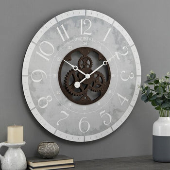 Rustic Gray Bronze Industrial FarmHome Round Oversized Wall Clock - Deals Kiosk