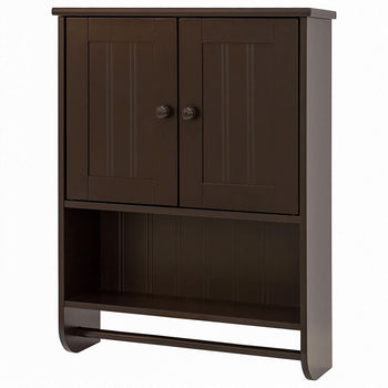 Espresso Bathroom Wall Cabinet Cupboard with Towel Bar - Deals Kiosk