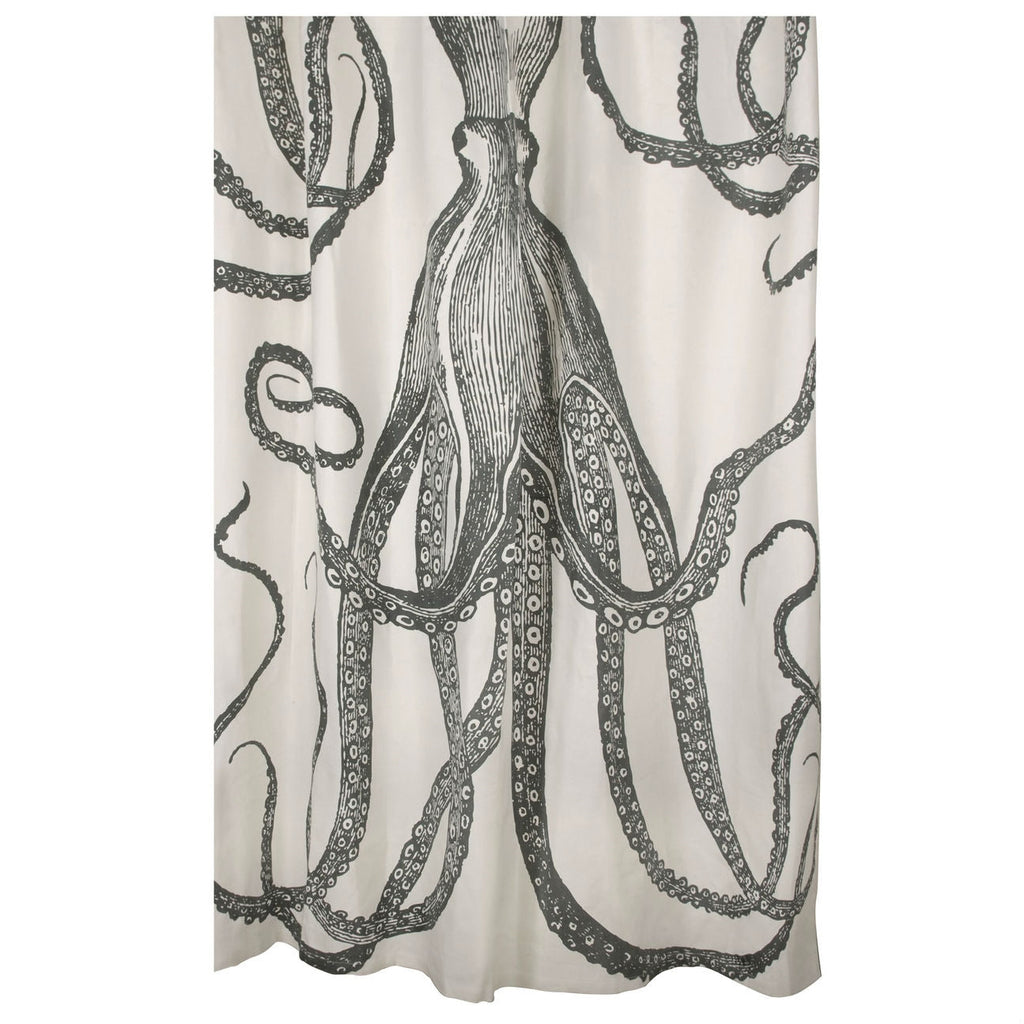 Black and White Octopus Shower Curtain 100-Percent Cotton 72 x 72-inch - Deals Kiosk