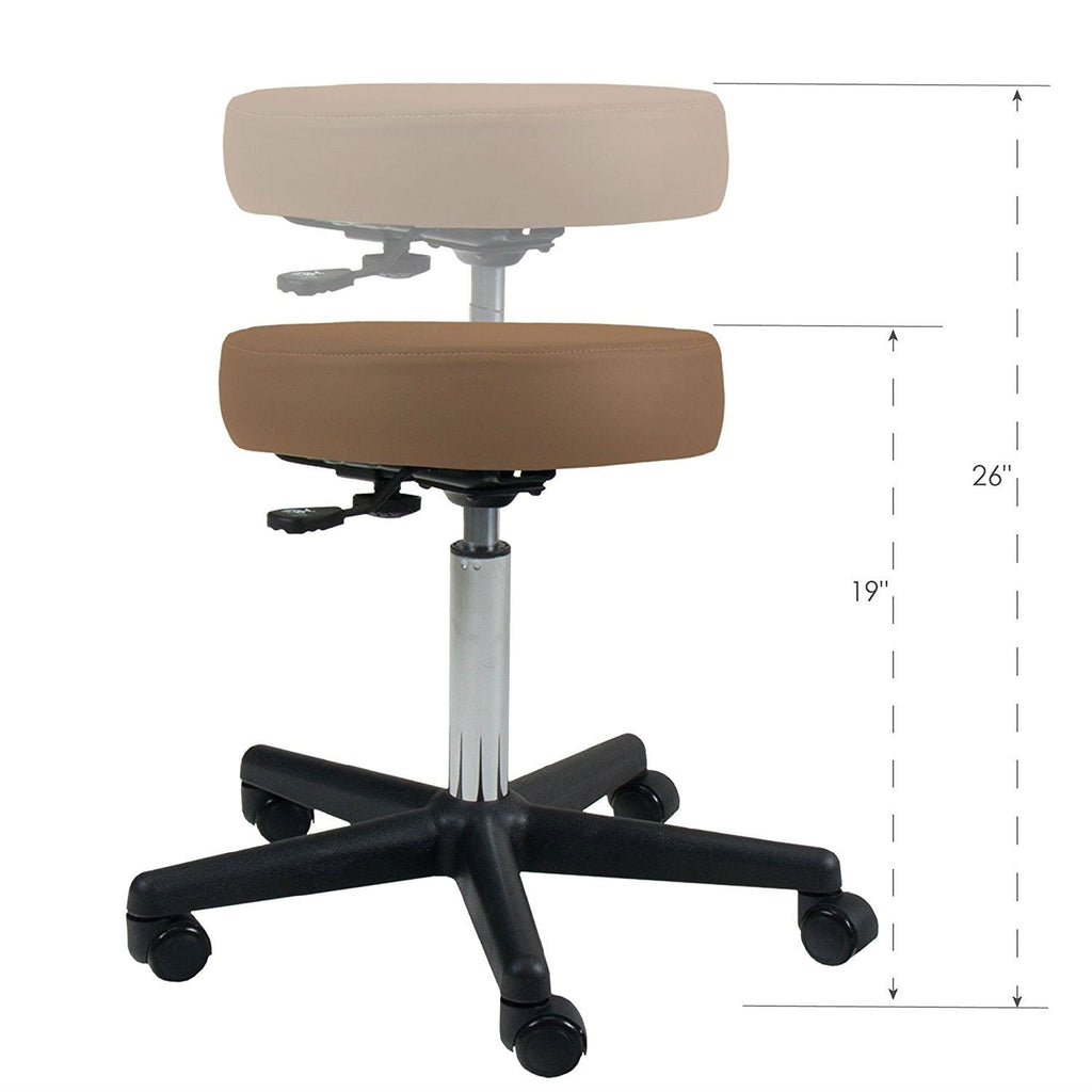 Adjustable Height Pneumatic Rolling Stool with Latte Brown Padded Seat - Deals Kiosk