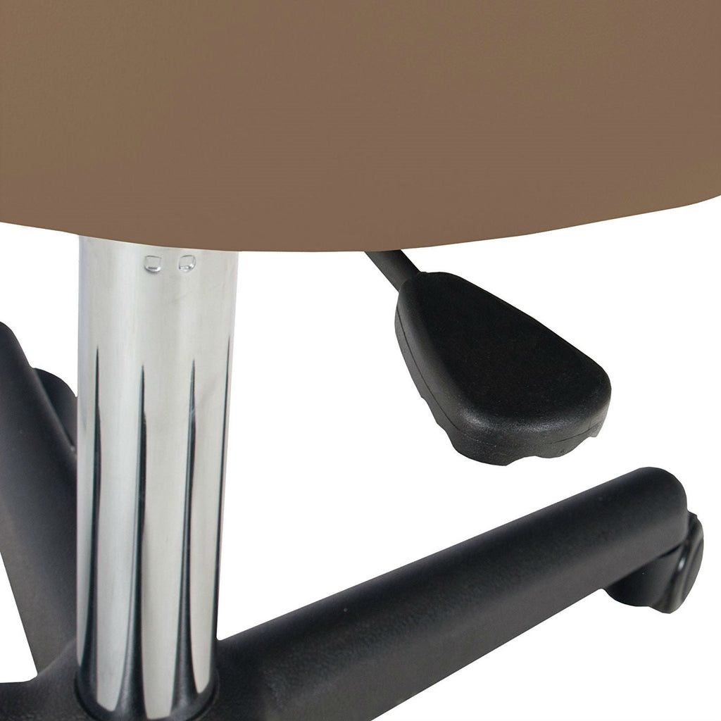 Adjustable Height Pneumatic Rolling Stool with Latte Brown Padded Seat - Deals Kiosk