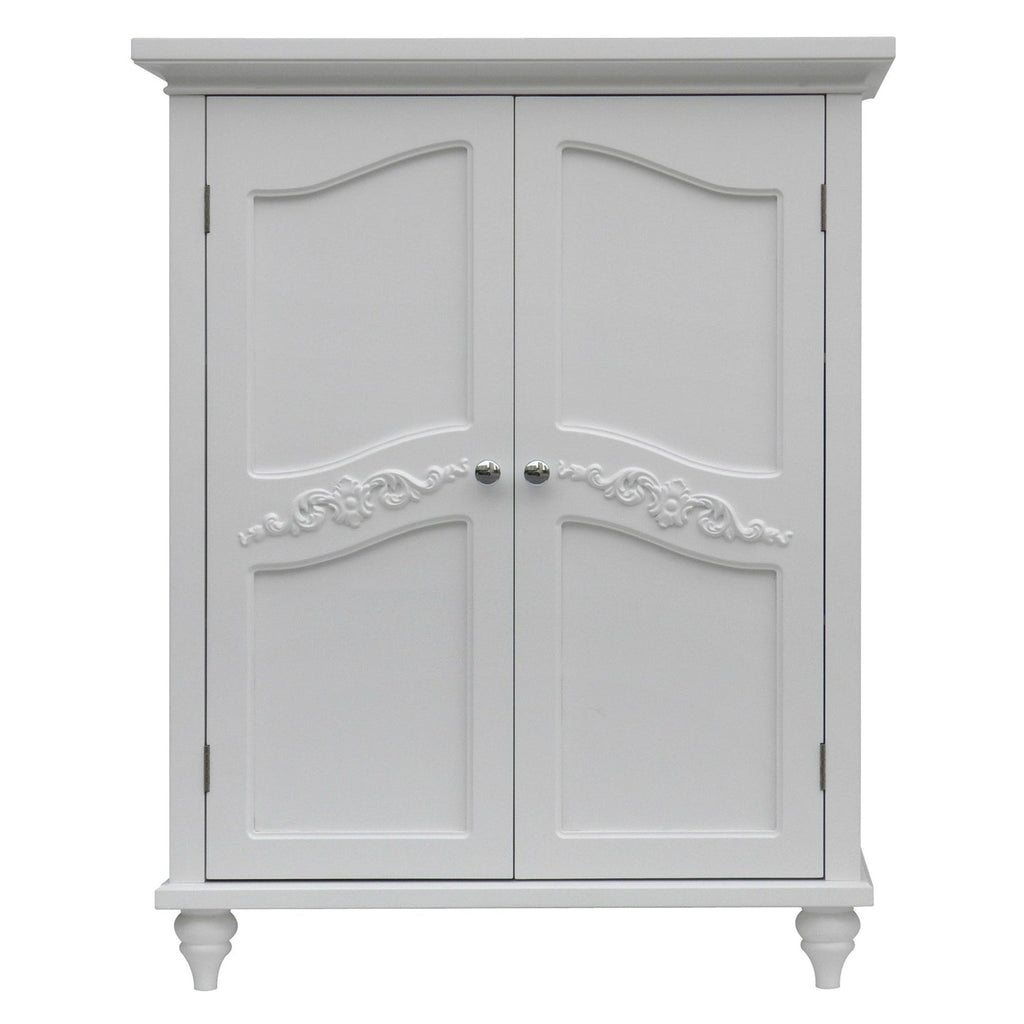 Bathroom Linen Storage Floor Cabinet with 2-Doors in White Wood Finish - Deals Kiosk